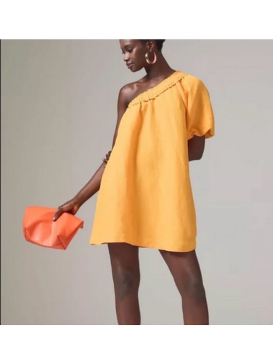 Anthropologie Dresses & Skirts - NWT By Anthropologie medium One-Shoulder Waistless Mini Dress linen Mango
